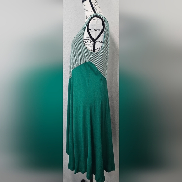 Anthropologie Maeve Cameron Striped Asymmetrical Green Striped Dress Large NEW - Picture 3 of 10